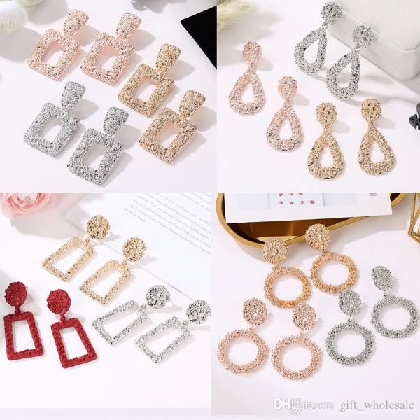 

26 colors big vintage earrings for women color golden geometric statement earrings 2019 metal earing hanging trend jewelry, White