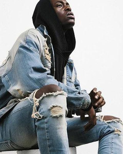 

19ss wholesale men's jeans fashion men straight slim pants denim jean pants ripped skinny trousers new jeans clothes, Blue
