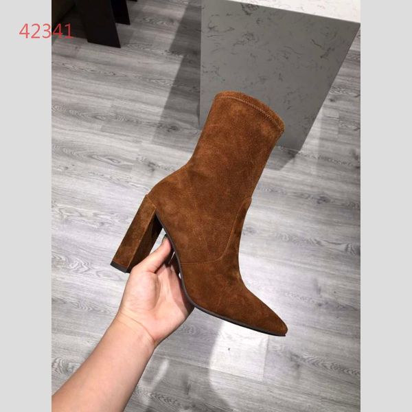 

2019-е годы Женские модные узкие ботильоны с заклепками на молнии на высоком каблук