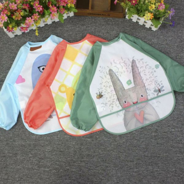 

cute baby bibs waterproof long sleeve apron children feeding smock bib burp clothes soft eat toddler baberos bavoir clothing