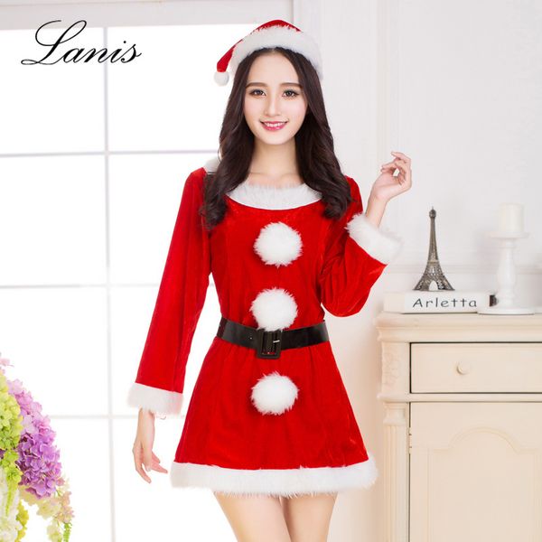 

женщины одежда 2018. новое рождество платье рождество сценические костюмы performance праздник красная платье партии мини-клуб, Black;red