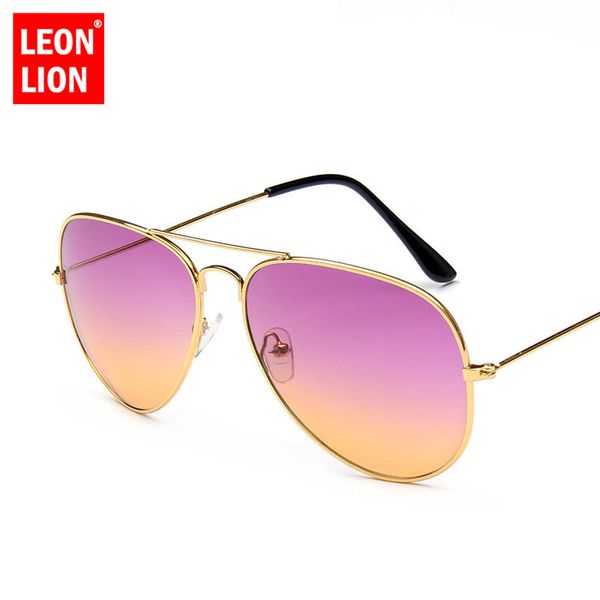 

leonlion 2019 double colors gradient sunglasses women alloy mirror glasses lady retro metal glasses lunette de soleil femme, White;black