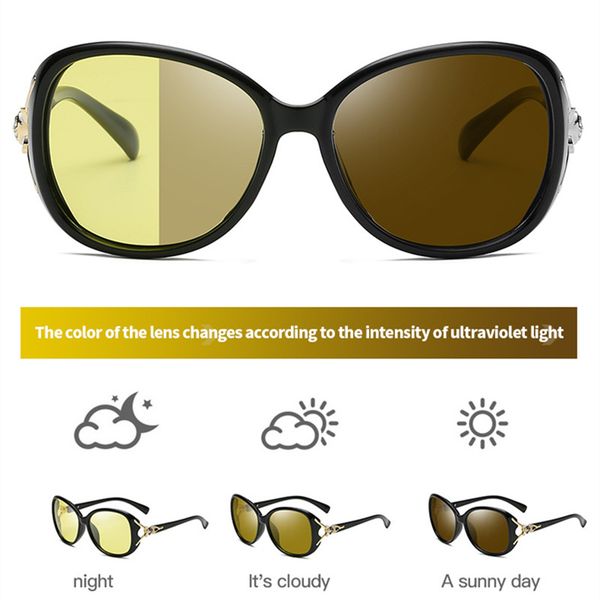 

rhinestone night vision glasses polarized vision nocturna women men yellow lens sunglasses driving night goggles for car, White;black