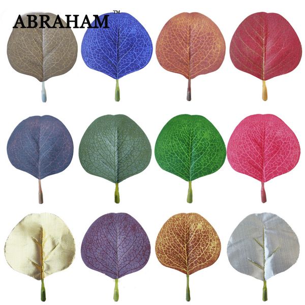 

50pcs/lot silk leaves artificial eucalyptus leafs small fake tree foliage autumn wedding arranging for party carnival decoration