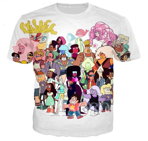 

2019 classic anime cartoon steven universe fashion summer t shirts men women d print casual short sleeve q868, White;black