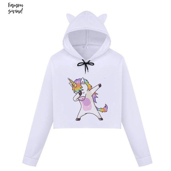 

толстовка толстовки мультфильм обрезанные kawaii unicorn печати o шеи с длинным рукавом толстовка толстовка moletom feminino harajuku пулове, Black