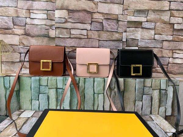 

2020 new female bag luxurious design mini shoulder messenger cover lock small square bag decorated with geometric ff buckle