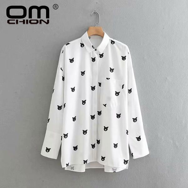 

omchion blusas 2019 new animal printed long blouse women casual oversized larger white shirt ladies summer qs488