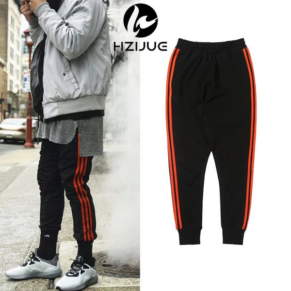 

2017 patched jogger track harem pants cool sweatpants black orange striped joggers west calabasas mens jumpsuit