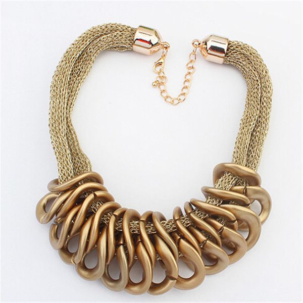 

new arrival brand statement necklace women geometric woven by hand necklaces & pendants mesh short necklace jewelry cc2188, Silver