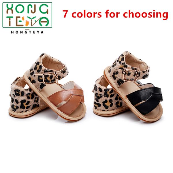 

2020 newborn infant baby boys girls princess shoes leopard toddler summer sandals pu leather non-slip rubber shoes size 0-24 m, Black;red