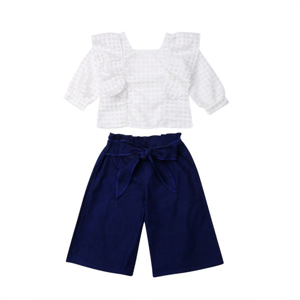 

2pcs pudcoco 2019 new brand toddler kids girls outfits white lace blouse loose pants clothes set