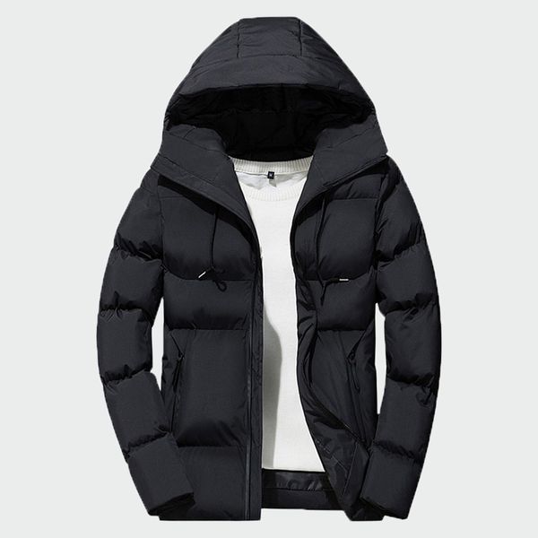 

2019 новый зимний мужской моды случайные теплый толстый куртка мужской пальто сплошной цвет с капюшоном хлопок куртки мужчины марка одежда 4, Tan;black