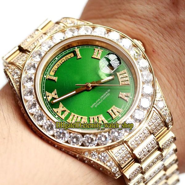 

new version m228345rbr-0011 228349rbr green dial miyota automatic 118348 mens watch sapphire diamond case diamond strap luxury watches, Slivery;brown