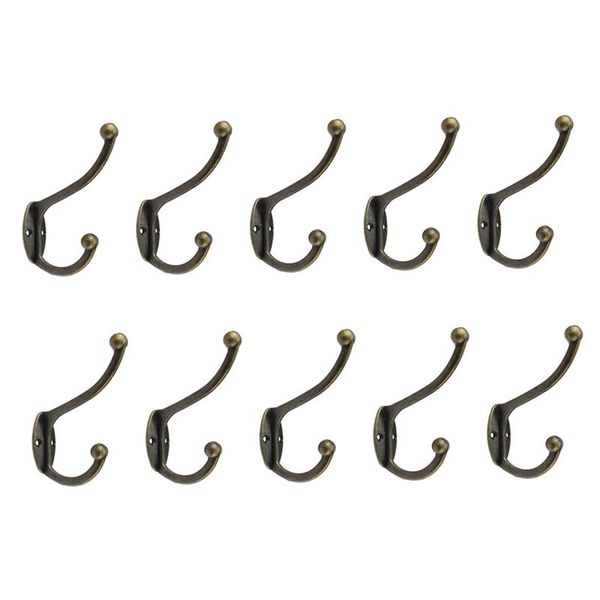 

10pcs single prong hook mini size wall mounted retro cloth hanger with screws for coats hats towels keys clothes door hanger