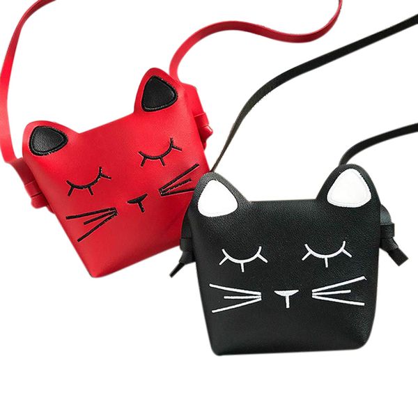 

2 pack little girls purses cute cat shoulder crossbody bag (red and black