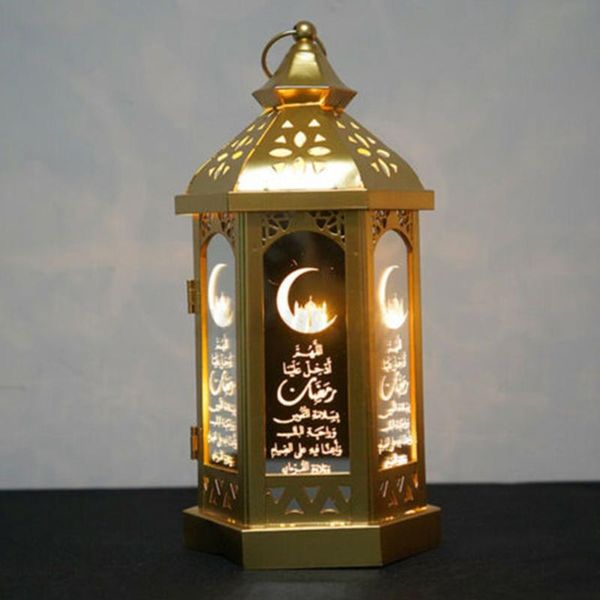 

happy eid mubarak metal led lights festival lantern ramadan home decor muslim light lantern 14x28cm/5.51