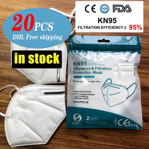 

20pcs disposable face masks kn95 mask 4-layer protective mouth cover masks anti-dust dust-proof pm 2.5 filter dustproof