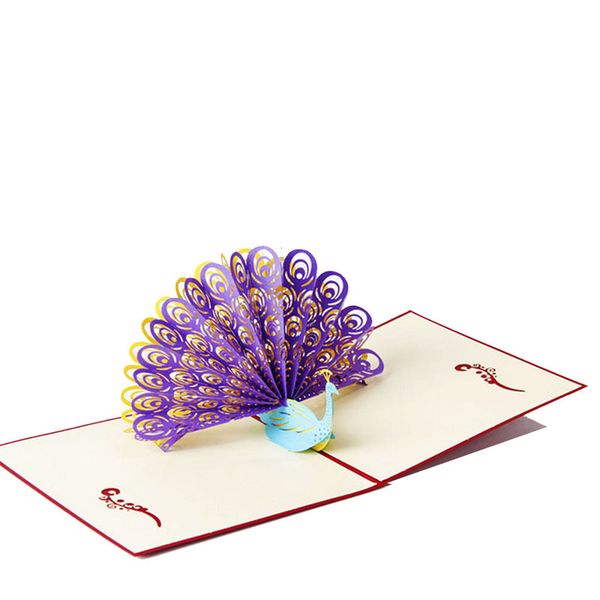 

3d up greeting card peacock birthday easter anniversary mother's day thanks d08d