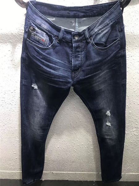 

new arrivals famous men jeans designers design washed straight skinny jeans motorcycle biker hip hop trousers size 28-38, Blue