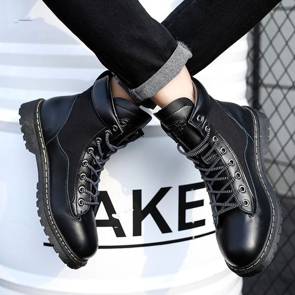 

harogate 2020 boots for men indestructible ankle boots desert men thick high trend army shoes homme outdoor footwear, Black