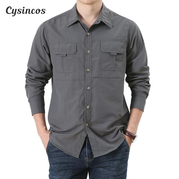 

cysincos quick dry outdoor men's summer shirts breathable removable sports fishing trekking hiking shirts male thin clothing, White;black
