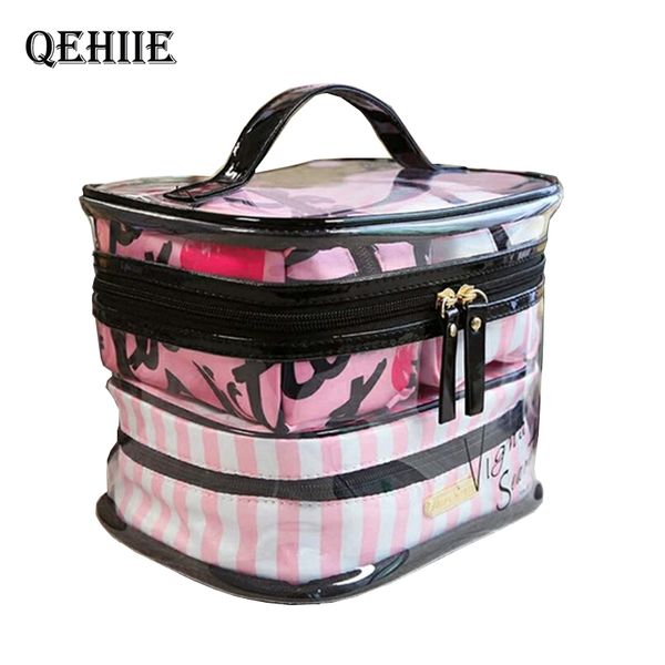 

pvc clear cosmetic bags organizer travel toiletry bag set transparent beauty case makeup case beautician vanity necessaire trip cy200518