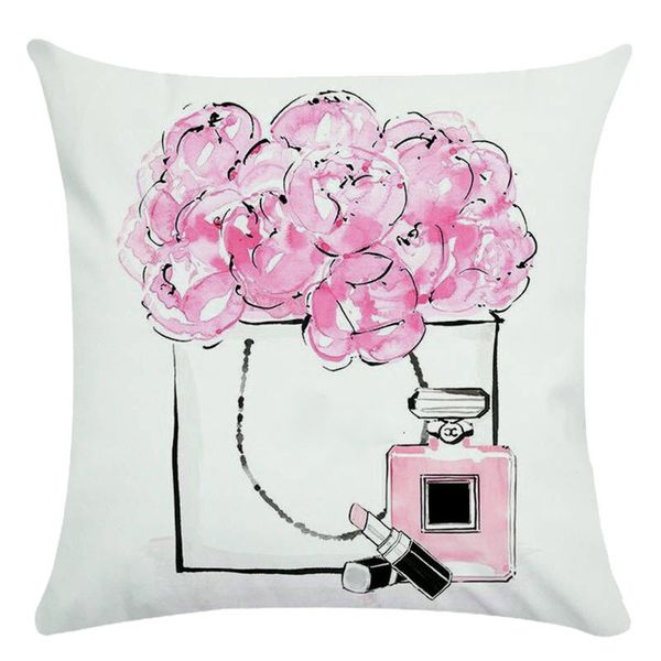 

hand painted flowers and perfume bottles super soft cushion cover and sofa pillow case home decorative pillow covers