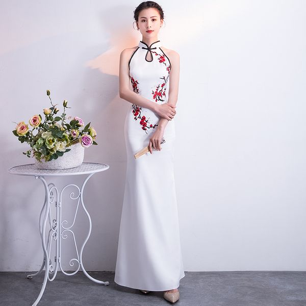 

new vintage cheongsam white qipao long traditional chinese dress oriental style dresses china clothing store vestido chino, Red