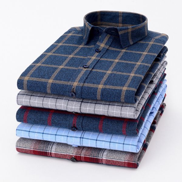 

autumn winter new thickened 100% cotton fleece plaid shirt male long sleeve korean slim cotton shirt casual men comfortable, White;black