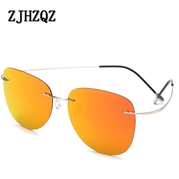 

100% real titanium polarized rimless square matrix sunglasses men women outdoor sport driving fishing sun glasse oculos new, White;black