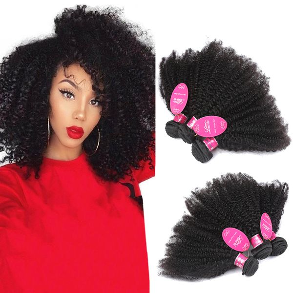 

aishow brazialin grade 8a mink afro kinky curly virgin hair human hair bundles extensions weave human hair bundles afro kinky curly, Black