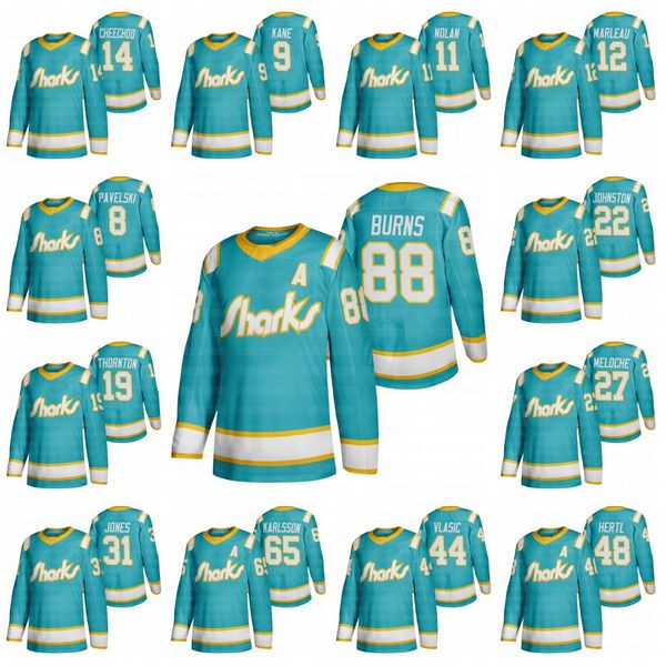 

youth 2020 san jose sharks vintage teal jersey logan couture erik karlsson evander kane brent burns joe thornton patrick marleau jones, Black;red