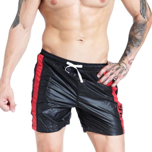 

men fitness bodybuilding shorts man summer gyms workout male breathable spliced jogger beach short pants, White;black