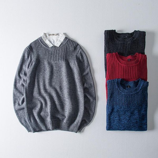 

warm winter mens o-neck sweater classic soft pure cotton knitwear sweaters solid color males winter clothes comfortable pullover, White;black