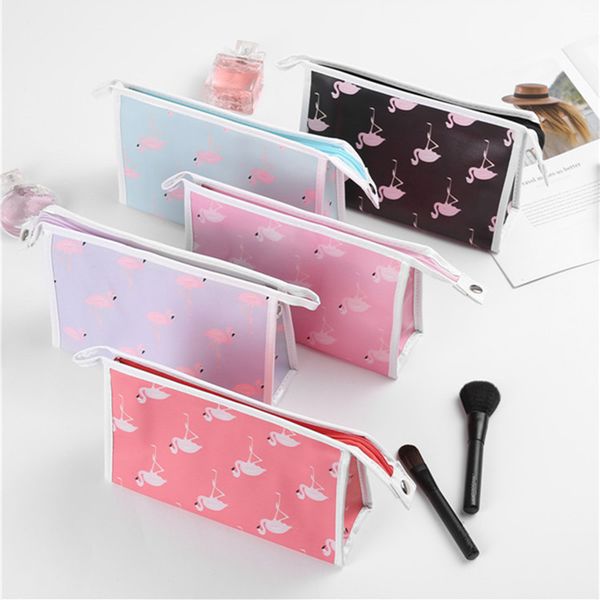 

women flamingo cosmetic bag lady portable travel flamingo make up zipper case organizer flamingo storage pouch wash bag cases rra578