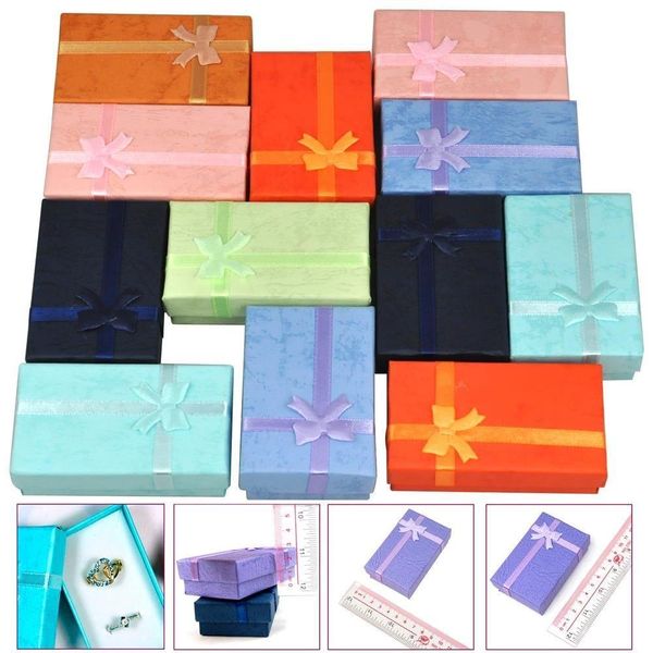 

12pcs mixed color jewelry gift paper boxes organizers for ring earring necklace bracelet 5x8x2.5cm, Black