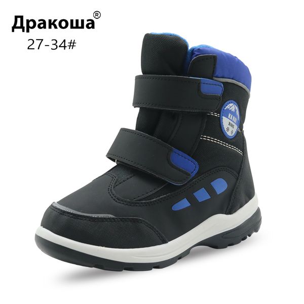 

apakowa boys winter snow boots kids warm woolen ankle boots for little boy school outdoor skiing hiking mountaineering shoes, Black;grey