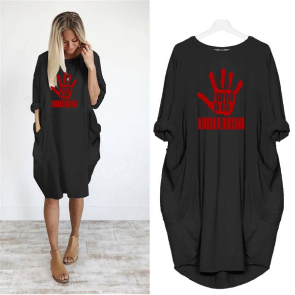 

womens designer dress fashion pattern dresses casual womens clothes with pockets girls 2020 summer new 6 colors, Black;gray