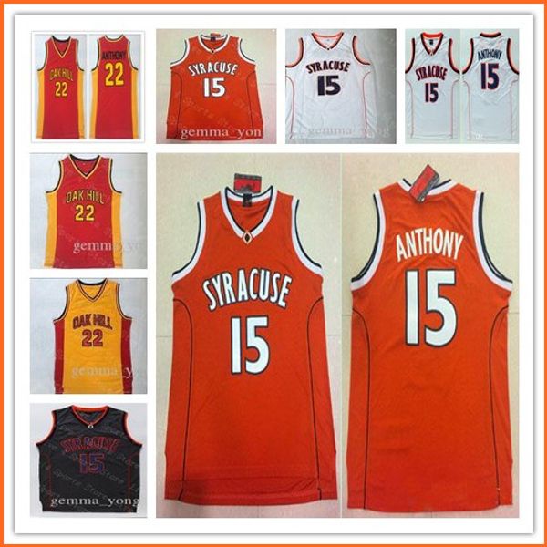 

fashion men syracuse orange ncaa stitched college basketball 15 carmelo anthony oak hill sewn university jersyes size s- wholesale, Black