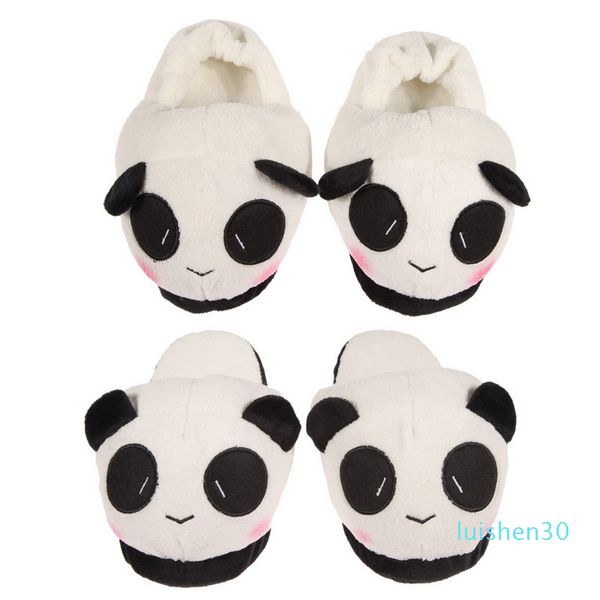 

wholesale-aslt women ladies soft cute panda winter warm plush antiskid indoor home slipper l30, Black