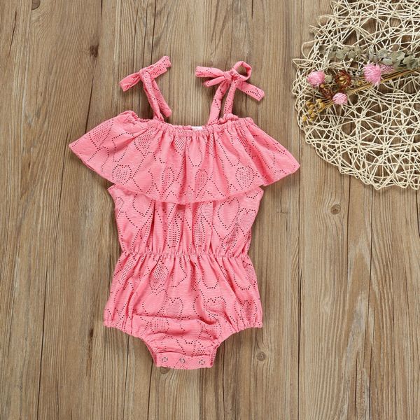 

детские малыш девушки летняя одежда сплошной розовый с плеча короткий рукав рябить боди летняя мода повседневная одежда, Blue