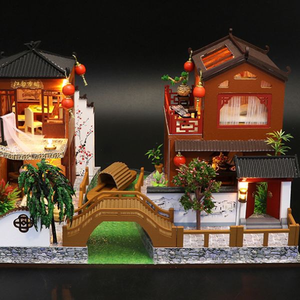 

wooden toy diy dollhouse miniature dollhouse handmade doll house furniture puzzle assemble 3d miniaturas model kit toys for chil
