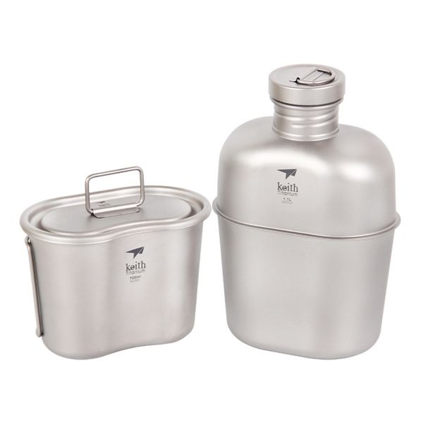 

1800ml titanium cup pot dinner set ultralight outdoor tableware kit travel camping marching pot water kettle dinner box cookware