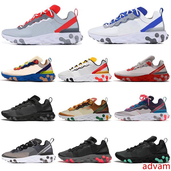 

new react element 55 87 tour yellow running shoes men women orange peel triple black white sail cream blue mens trainers sports sneakers