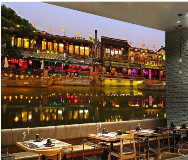

3d stereoscopic wallpaper new chinese style retro ancient town longfeng shop chinese style wall