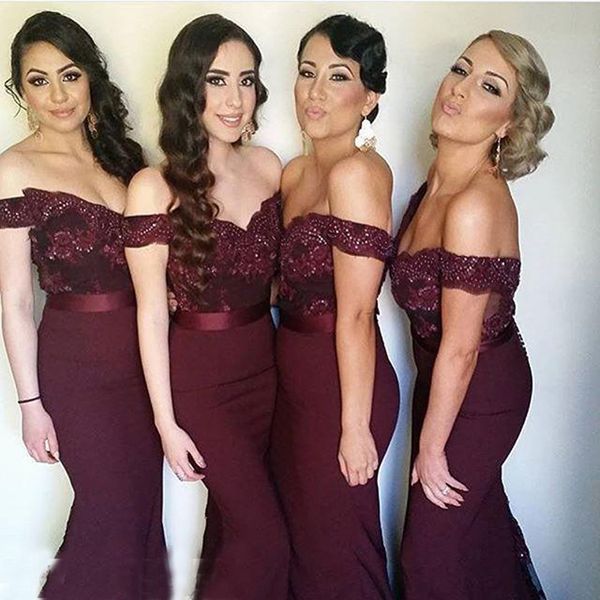 

vestido de madrinha 2018 Cheap Lace Long Bridesmaid Dresses With Ribbon Mermaid Formal Prom Gown For Wedding Custom Made