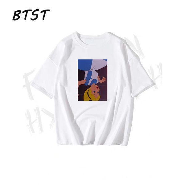 

btst 2019 fashion cotton summer a cinderella story 3d design printing funny tees short sleeve for women casual tshirt, White