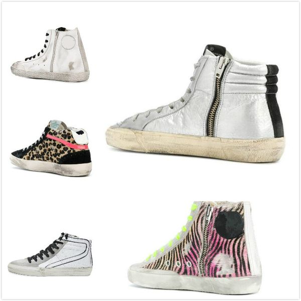 Deluxe Brand Золотая суперзвезда Star High Top Sneakers Мужчины Женщины занимаются стариной спортивной звездной платформой повседневная обувь смешанные замшевые ботинки Размер 35-46