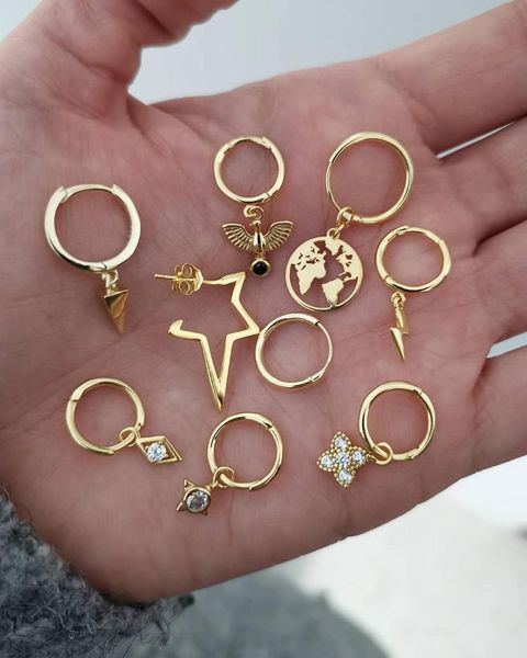

small hoop earrings for women silver star moon hoop earrings gold mini circle tiny women accessories gift, Golden;silver